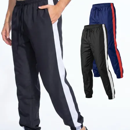 Kit 2 Calça Jogger Masculina Tactel Leve Confortavel Street Preto - Azul Liso Gg