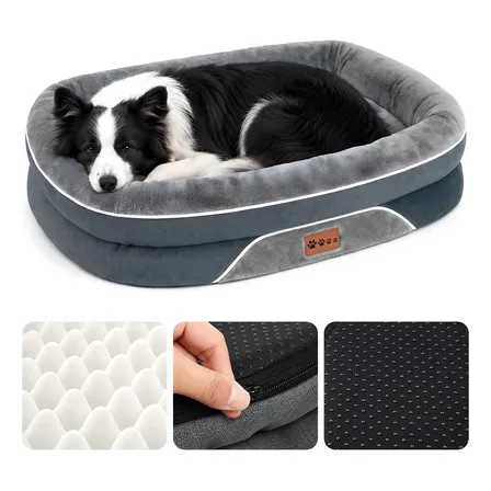 Cama Pet Grande Impermeavel Ortopedica Sofa Luxo De Cachorro Cinza-escuro Lisa
