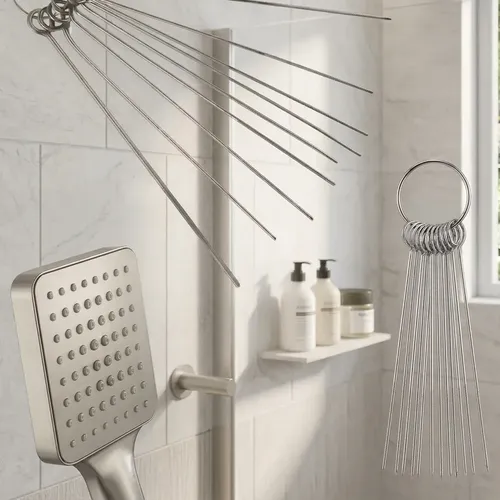 Kit 10 Escova Agulha Limpeza Furos Chuveiro Desentupir Fogão Prateado