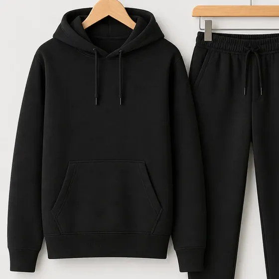 Conjunto De Moletom Canguru E Calça Unissex Flanelado Frio
