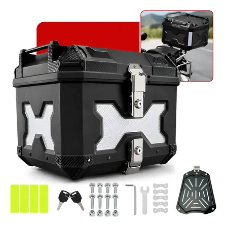 Baú Bauleto Abs 45l Reforçado C/base De Fixação Universal Preto