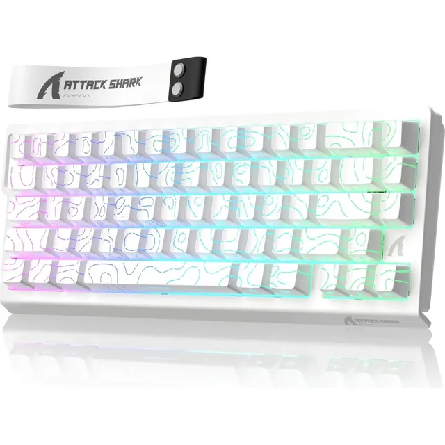 Teclado Mecânico Gamer Attack Shark X68he Linhas De Contorno Brancas Inglês