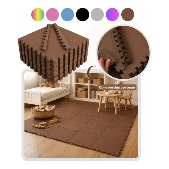Kit 8 Tapete Tatame Eva Linha Premium Com Borda 50x50 10mm