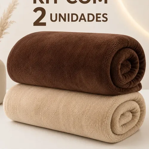 Kit 2 Cobertor Mantinha Microfibra Casal Manta Macia Diversa Liso 1200 G Sortido