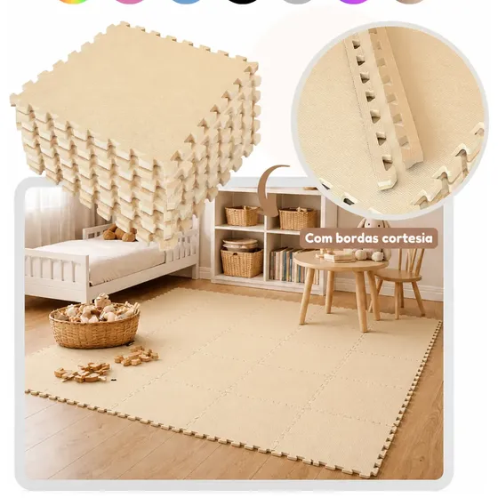 Kit 8 Tapete Tatame Eva Linha Premium Com Borda 50x50 10mm