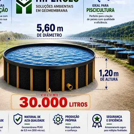 Tanque Geomembrana Criação De Alevinos 30.000 Litros