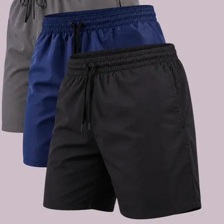 Kit 3 Shorts Masculino Tactel Casual Praia Fitness Premium Preto/azul/cinza Tactel Gg