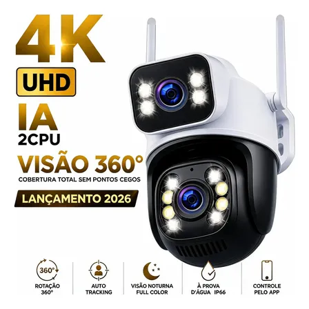 Lançamento 2026 Câmera Com Tecnologia De Última Geração Com Ia Atualizada + 2cpu + Visão 360° Total + Imagem 4k Real + Nexgen Entrada Para Cartão De Até 256gb