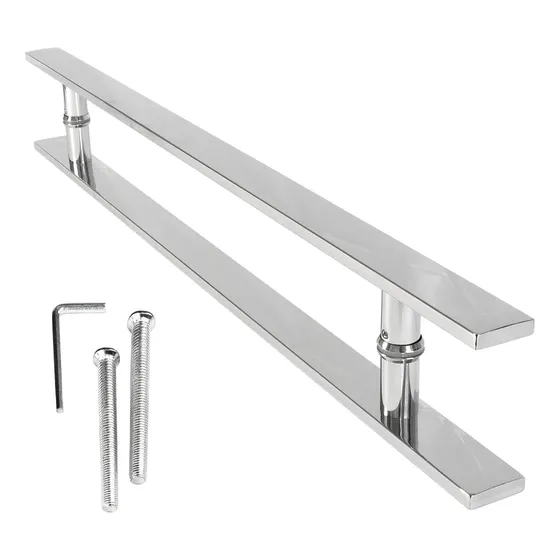 Puxador Inox Polido Porta Pivotante Pé Redondo 70cm 40x10