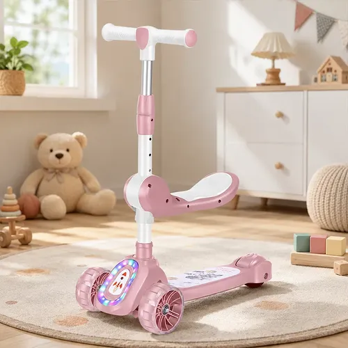 Patinete Infantil Rosa, Capacidade De Carga De 65 Kg