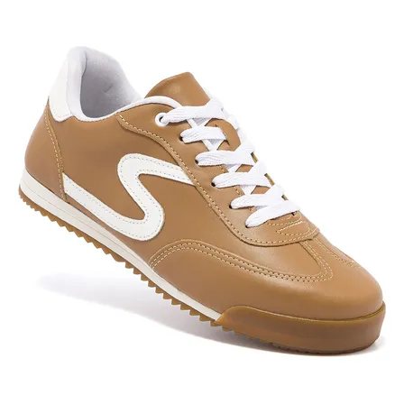Tênis Casual Feminino Conforto Estilo Retrô Moderno Leve Capuccino 37 Br