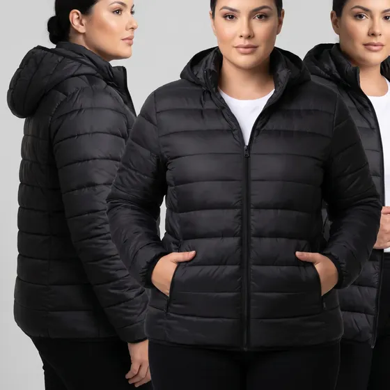 Jaqueta Feminina Bobojaco Puffer Casaco Térmico Plus Size