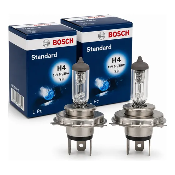 Par Lâmpadas H4 Farol Baixo E Alto Bosch Halogena 12v 60/55w