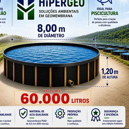 Tanque Geomembrana Criação De Alevinos 60.000 Litros