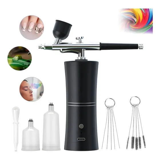 Kit Aerógrafo Recarregável Mini Compressor Sem Fio Portátil