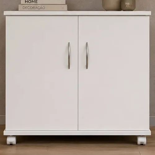 Balcão Aparador Multiuso 71x60 Mdp Auxiliar Com 4 Rodinhas