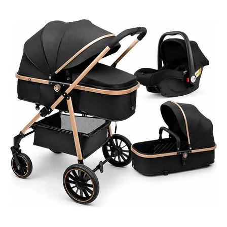 Carrinho Bebê Passeio 3 Em 1 Moisés Bebê Conforto Preto