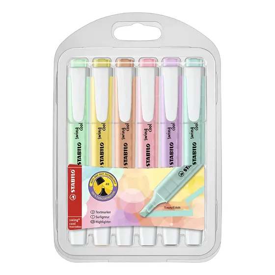 Stabilo Swing Cool Caneta Marca Texto Pastel 6 Cores