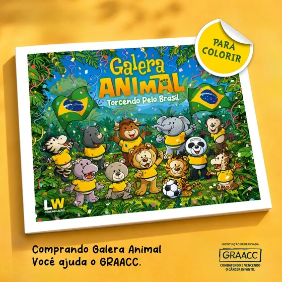 Galera Animal Torcendo Pelo Brasil - Livro De Colorir