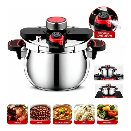 Panela De Pressão Com Dispositivo De Travamento Externo, 7l Prateado
