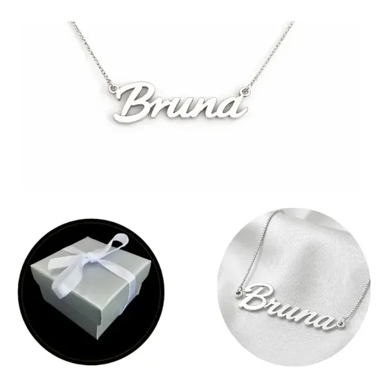 Colar Com Nome Personalizado Em Prata 925 + Caixinha