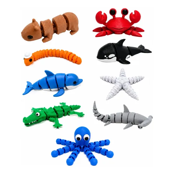 10 Brinquedo Articulado Animais Flexíveis Fidget Toys Oceano