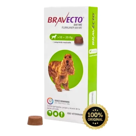 Bravecto 500mg Cães 10 A 20kg Antipulgas Original