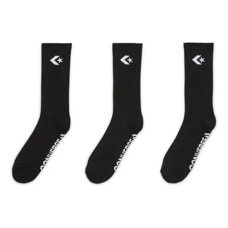 Meia Converse Cano Médio Preta (3 Pares) Preto 3438