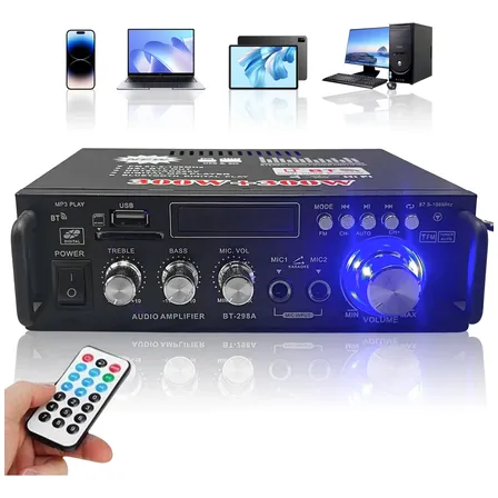 Amplificador De Profissional Áudio Potência Usb Bluetooth Preto 127/220v