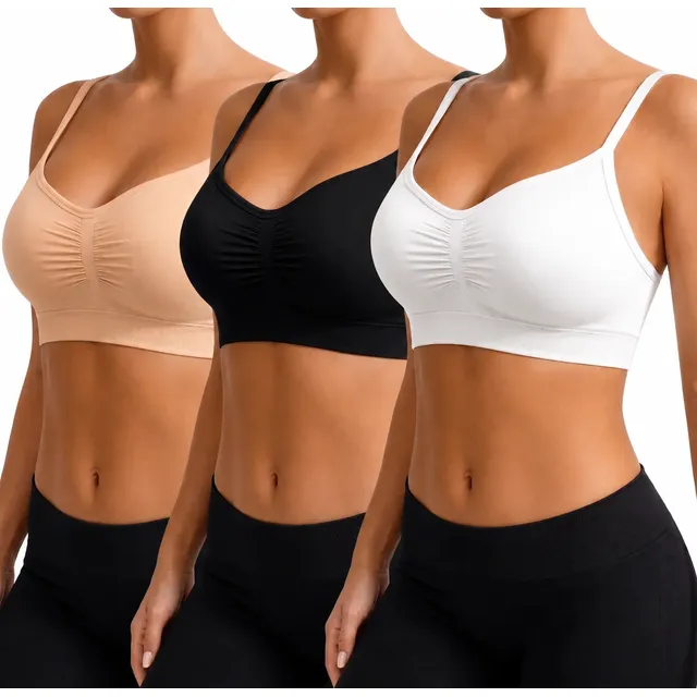 Kit 3 Top Sutiã Sem Costura Com Alça Ajustável Sensual Macio