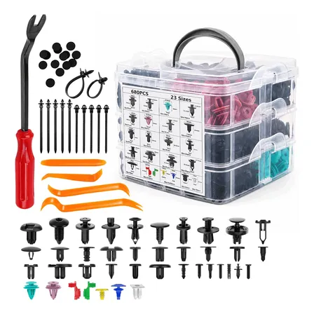 725pcs Presilha Parachoque Carro Kit Rebite Plastico Univer