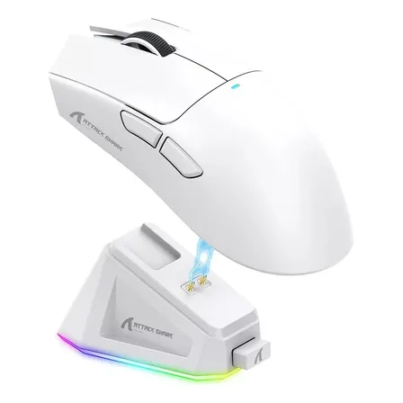 Mouse Gamer Sem Fio Attack Shark X11 Com Base White