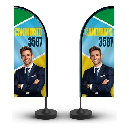 Windbanner Candidato Personalizado Dupla Face 2,0m Só Tecido