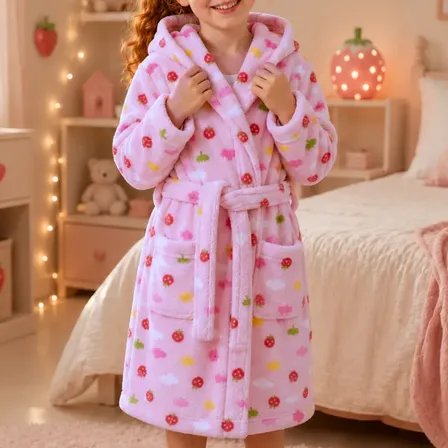 Roupão Infantil Microfibra Estampado Menino Menina Com Capuz