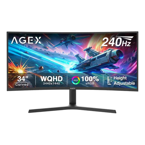 Monitor Gamer Z-edge Ag34p 34 Uwqhd 21:9 240hz Curvo 1ms Preto 127/220v