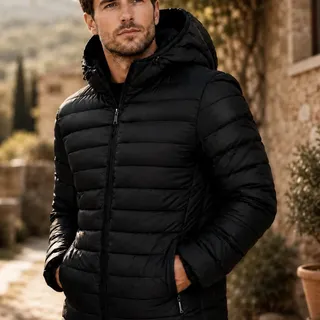 Jaqueta Bobojaco Puffer Impermeável Com Capuz Nylon Feminina Preto S Jaqueta Bobojaco