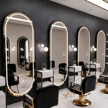Espelho Oval Grande Corpo Inteiro Moldura Led 170x70 Loja Preto