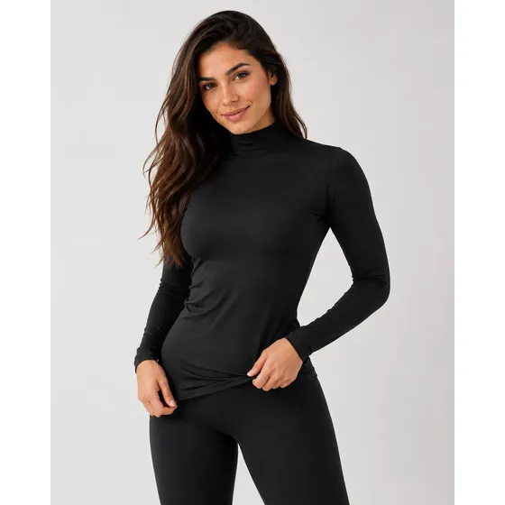 Blusa Feminina Gola Alta Térmica Manga Longa Segunda Pele