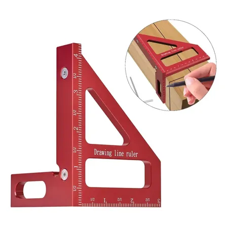 Esquadro Carpintaria Marcenaria Liga De Alumínio Vermelho 3d