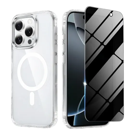 Capa Capinha Magnética + Película Anti Spy Para Iphone