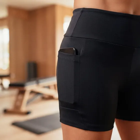 Short Fitness Academia Cintura Alta Mercado Livre Basics Preto Liso M