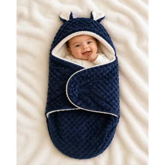 Saco De Dormir Para Bebê Em Manta Soft Pipoquinha E Sherpa