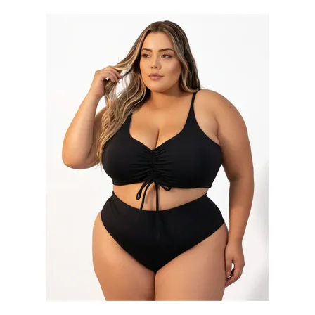 Biquini Plus Size Feminino Confortável Tamanho Grande C Bojo Preto Gg-48/52