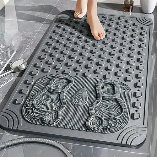 Tapete De Banho Antiderrapante Retangular 70x40cm Cinza