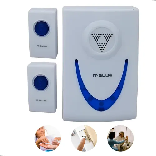 Campainha De Quarto De Idoso Sem Fio Bivolt Alcance De 100m Branco Azul Campainha Sem Fio 127/220v