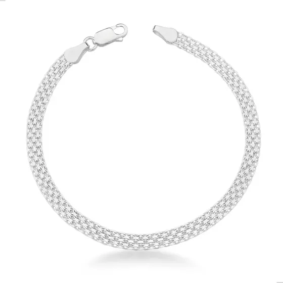 Pulseira Esteira Unissex Masculina Feminina Prata 925 18cm