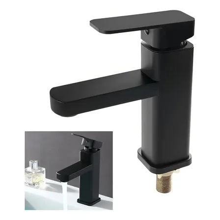 Torneira De Banheiro Quadrada Preta Com Furo Único Pintada Preto Processo De Pintura