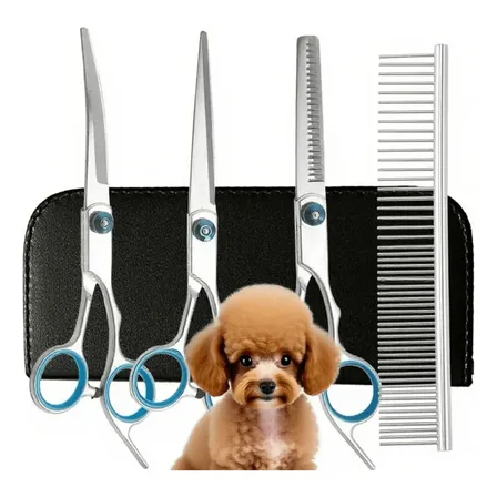 Kit 4 Tesouras Banho Tosa Pet Cães Shop Profissionais
