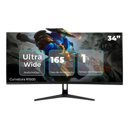 Monitor Curvo 34'' Qhd Gamer 144hz 1ms R1500 Pronta Entrega