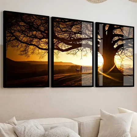 Quadros Decorativos Arvore Por Sol Moldura Luxo 50x70 Vidro
